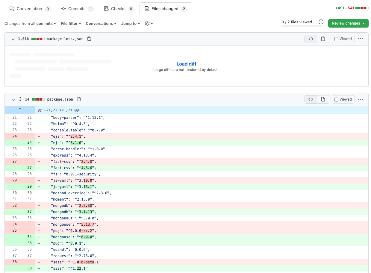 Snyk package management update Synk package management update - screenshot 2